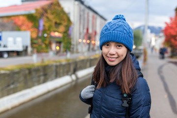 Woman travel in Otaru city