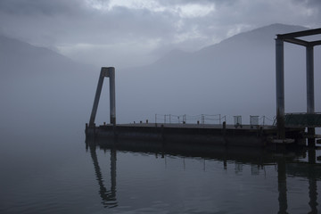 Alaska Pier in fog