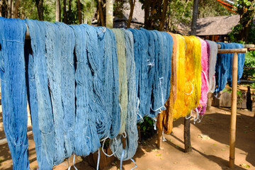 Dyeing silk handmade traditional.