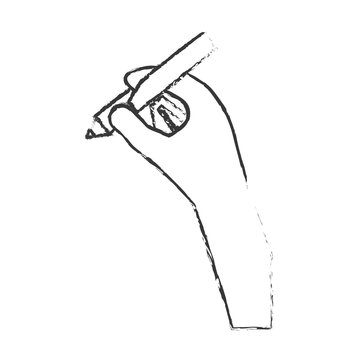 hand holding pencil icon image vector illustration design 