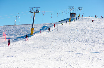 Ski lift and ski slope for beginners and children