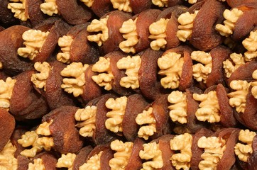 dried apricots stuffed with nuts for sale in the market