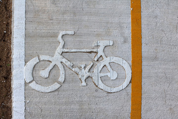 The symbols of the bicycle way in Thailand. 