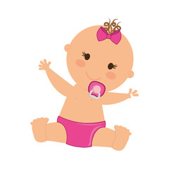 cute baby girl smiling icon over white background. colorful design. vector illustration