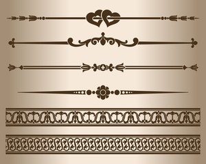 Fototapeta premium Elementy ozdobne. Elementy wystroju - ozdobne przekładki i ornamenty. Ilustracji wektorowych.