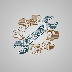 Service tool icon. Icon settings. chip.