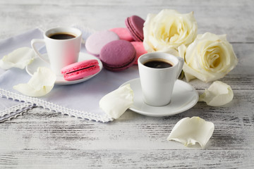 cup of coffee and a rose breakfast