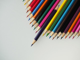 colored pencils on the table