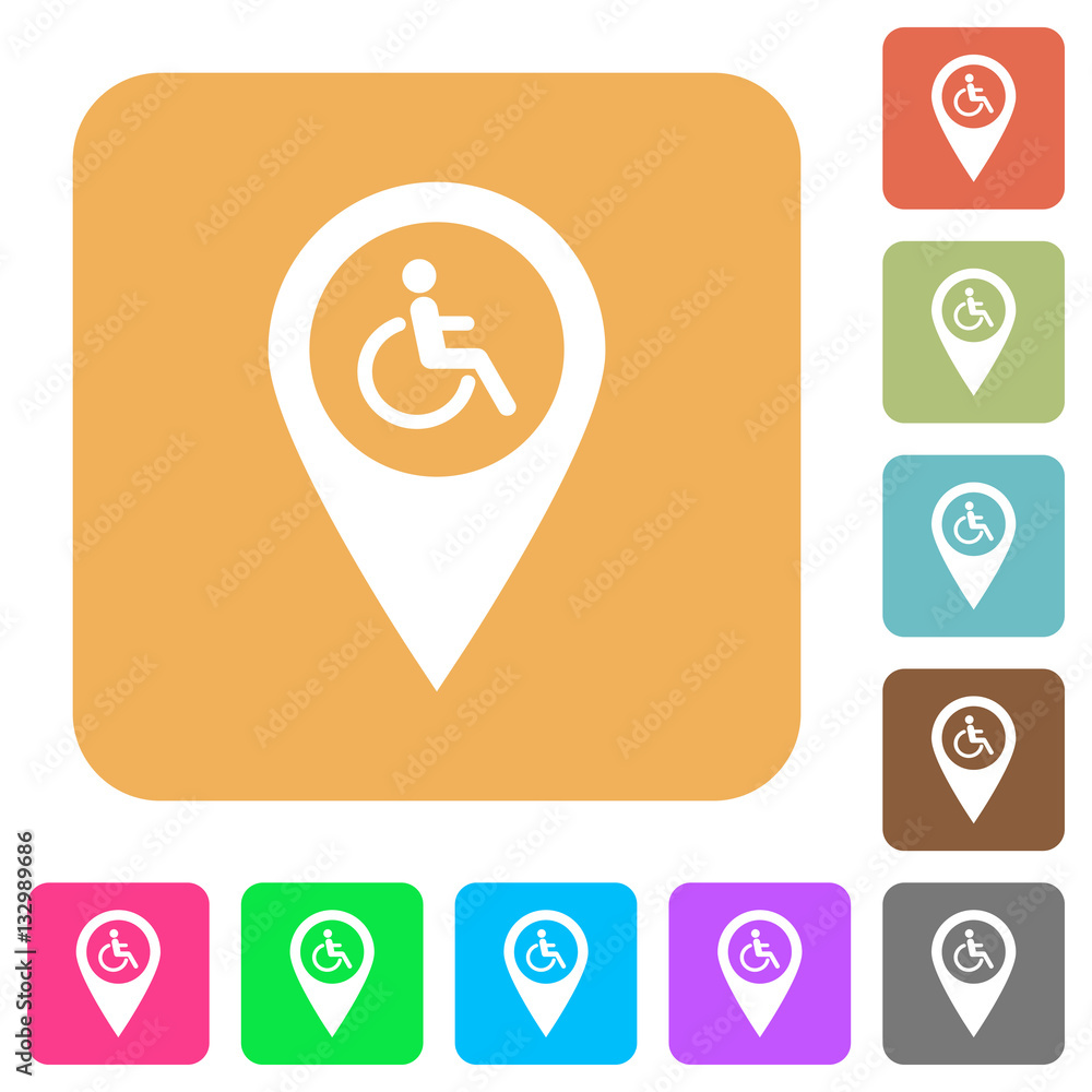 Poster disability accessibility gps map location rounded square fla