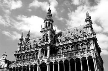 House on Brussels Square in black and white