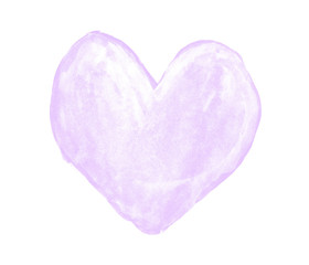 Light lilac heart painted with gouache