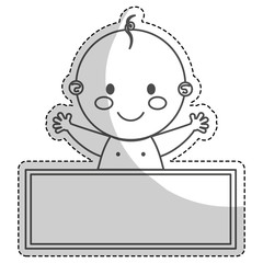 happy baby boy emblem  icon image vector illustration design 
