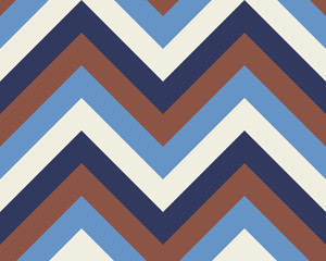 Striped, zigzagging seamless pattern. Zig-zag line texture. Stripy geometric background. Blue contrast colored. Vector - 132991012