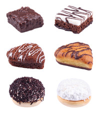 Cakes collage isolated on the white background