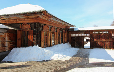 Traditional Russian wooden rural house,Russian