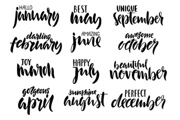 Hand Lettered Months of the Year Set