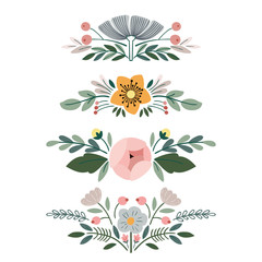 Vector set with vintage flower bouquets