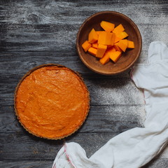 Pumkin pie and butternut squash pieces in a bowl
