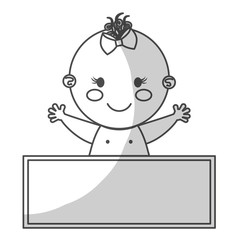 happy baby girl emblem  icon image vector illustration design 