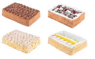 Cream cakes isolated on the white background 4pcs