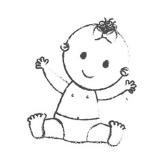 cute baby girl smiling icon over white background. vector illustration