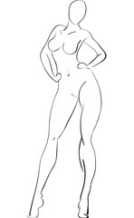 Sketch of the naked sports girl