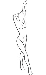 Sketch of the naked sports girl
