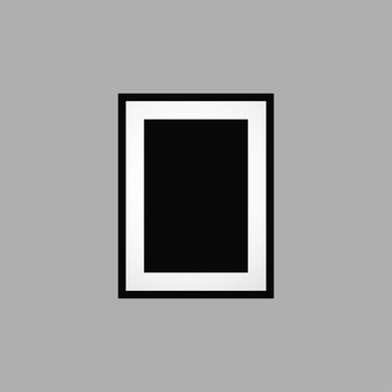 Fotoframe with white border on a grey background