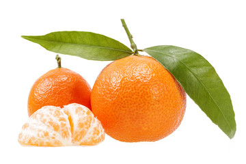 Fruits of clementine isolated on white background