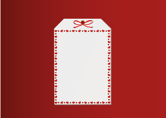 Gift card tied with a red hearts on a path. Vector. Valentine's