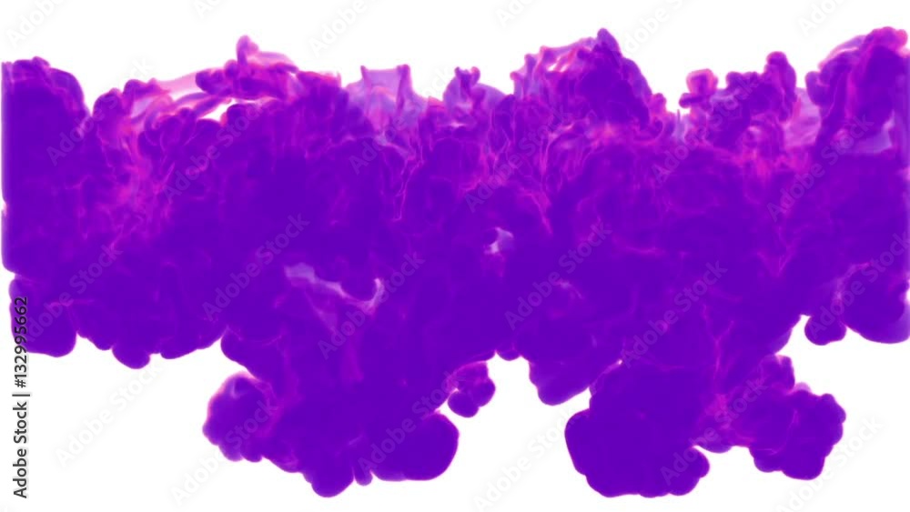 Poster violet ink background. ink in water on white background series. 3d render voxel graphics. version 3