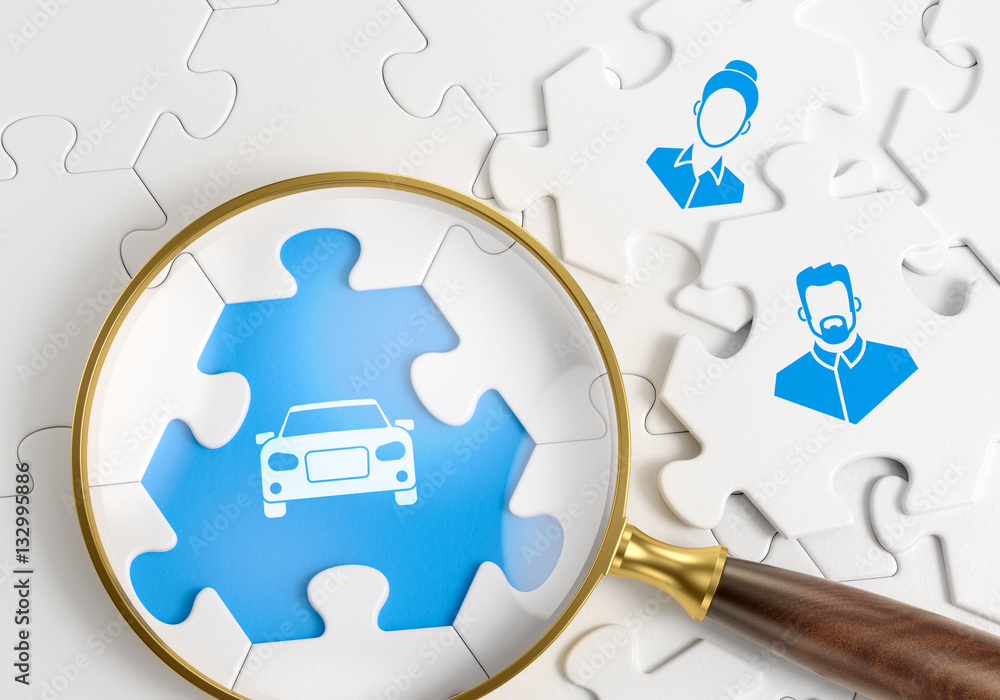Poster finding a car. 3d rendering graphics on the subject of 'automobile sales and service'.