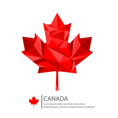 Canada Maple Leaf Design, low poly illustration