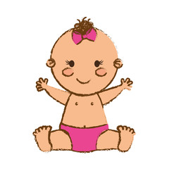 cute baby girl smiling icon over white background. colorful design. vector illustration