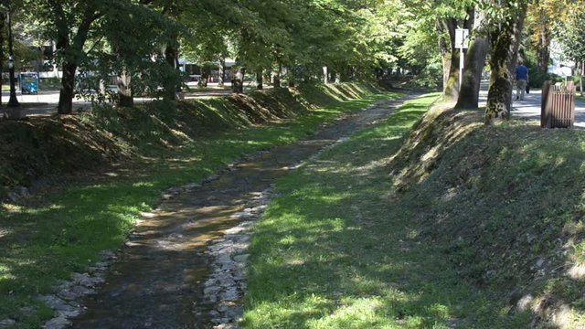 The flow of a river through the city of Vrnjacka Banja in Serbia