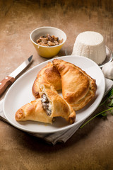 panzerotti stuffed with boletus mushrooms and ricotta cheese