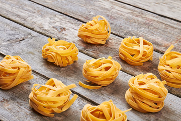 Handmade tagliatelle pasta.