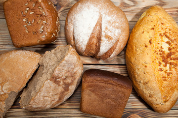 Bread on a rustic wooden background