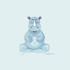 Illustration isolated emoji character cartoon rhinoceros Happy and contented rhino sticker emoticon