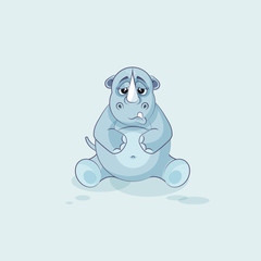 Illustration isolated emoji character cartoon rhinoceros sad and frustrated sticker emoticon