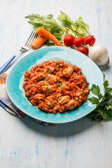 stewed fresh salmon with tomatoes sauce