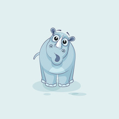 Illustration isolated emoji character cartoon rhinoceros surprised with big eyes sticker emoticon