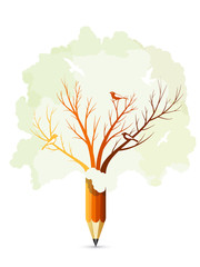 Pencil tree. Creative inspiration vector illustration. New ideas concept.
