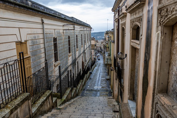 Street in Noto city, Sicily in Italy