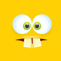 Fototapeta premium vector orange funny comic monster face.