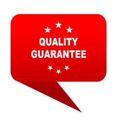 quality guarantee bubble red icon
