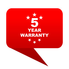 warranty guarantee 5 year bubble red icon