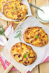German pizza style tart flambee Swabian Dinnete