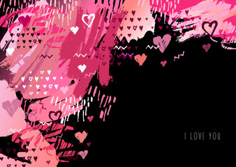 Love card red background for Valentine Day.