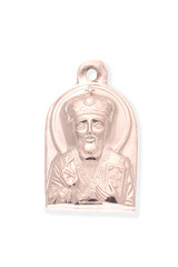 gold pendant with St. Nicholas isolated on white